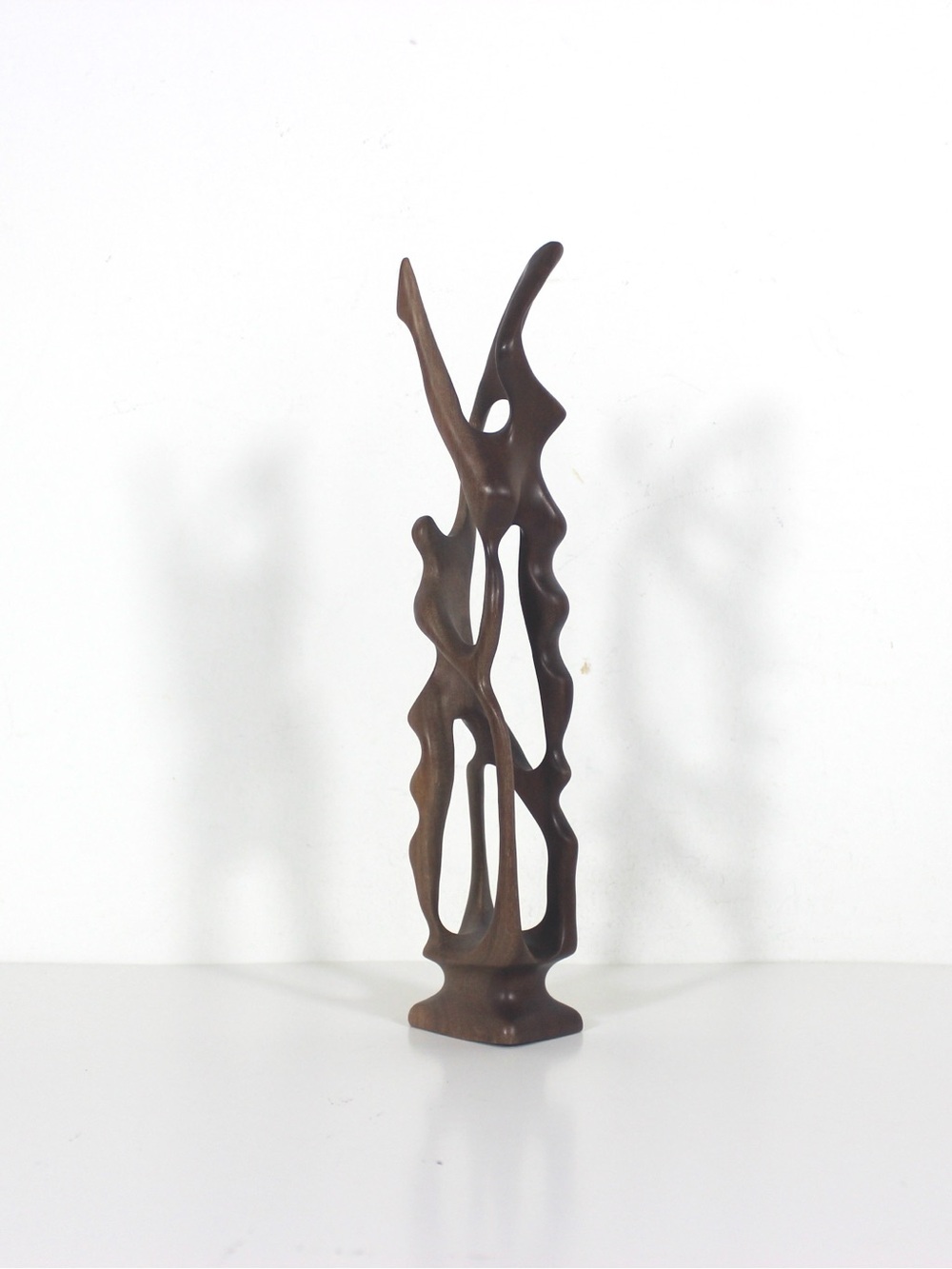 Vintage Abstract Biomorphic Art Wood Sculpture, Acrobats, Dancers, Hand Carved